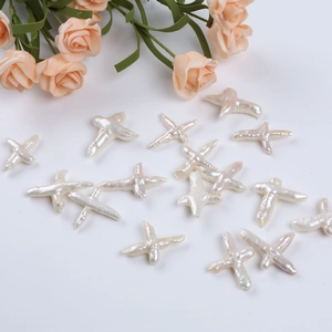 Perles d'eau douce baroques naturelles en forme de croix pour la création de bijoux DIY