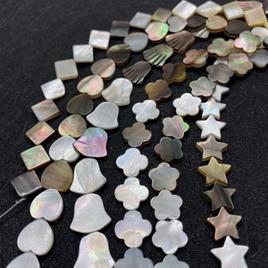 Natural mother of pearl shell beads in heart and star shapes for DIY jewelry making