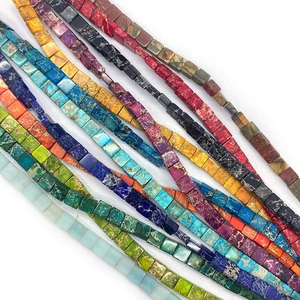 Cuentas cuadradas de piedra natural de colores para joyería DIY con texturas minerales