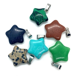 Set de colgantes de piedra natural en forma de estrella con piedra arenisca azul para DIY