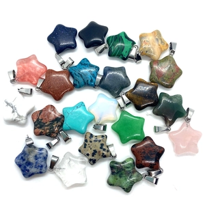 Star shaped natural stone pendants with silver clasps in diverse gemstone colors