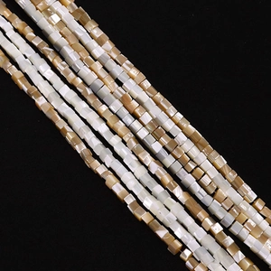 Natural square mother of pearl shell beads for DIY jewelry making on black background