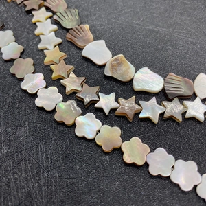 Natural mother of pearl beads in star flower and fan shapes for DIY jewelry making