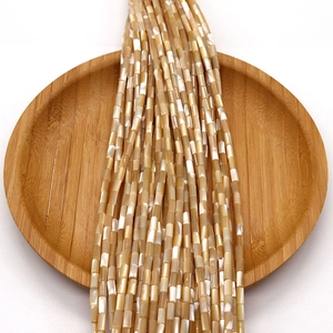 Natural sea shell tube beads in cream and pearl white for DIY jewelry making