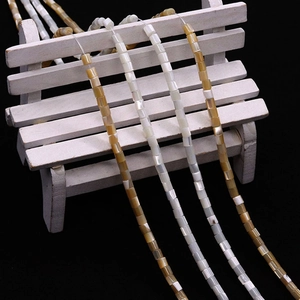 Natural seashell square beads in white and gold brown for DIY jewelry necklaces