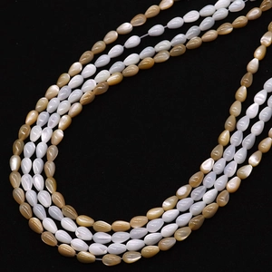 Natural shell water drop beads 4x7mm in pearl white and amber brown for DIY jewelry
