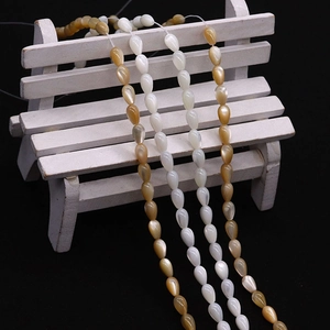 Natural teardrop shell beads in white and gold for DIY necklace and jewelry making