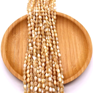 Natural teardrop shell beads strands in champagne gold for DIY necklace jewelry making