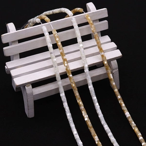 Natural seashell square beads strands in white and brown for DIY jewelry making necklaces