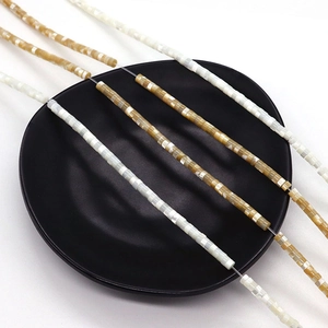 Natural shell tube beads with iridescent luster for DIY jewelry making necklaces