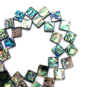 Natural diamond shaped abalone shell beads with iridescent glow for jewelry making