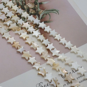 Star-shaped natural mother of pearl shell beads with iridescent luster for DIY jewelry making