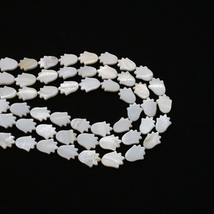 White mother of pearl hamsa hand shaped shell beads for DIY jewelry making