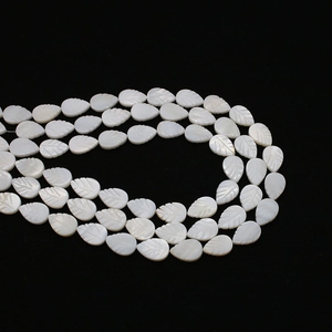 Natural white freshwater shell leaf shape carved beads for DIY necklace jewelry making