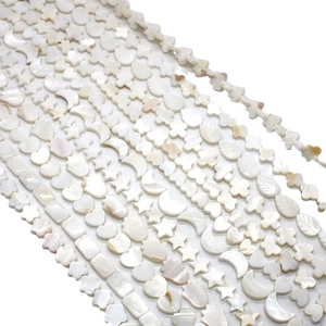 Natural white shell beads in moon heart and star shapes for DIY jewelry making