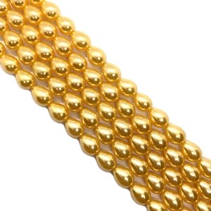 Perles d'imitation dorées en forme de larme avec finition métallique brillante pour bijoux