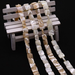 Square natural iridescent mother of pearl shell beads 8x8mm for DIY jewelry making