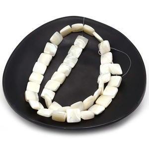 Natural white square shell beads 8mm with iridescent luster for DIY necklace jewelry making
