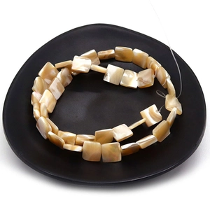 Polished 8x8mm square natural seashell beads on a string for jewelry making