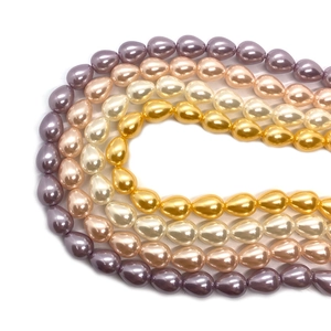 Perles en forme de larme en lavande, rose, blanc et or pour la création de bijoux