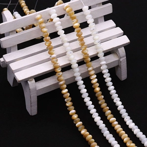 Natural sea shell abacus beads in honey and pearl white for DIY jewelry making