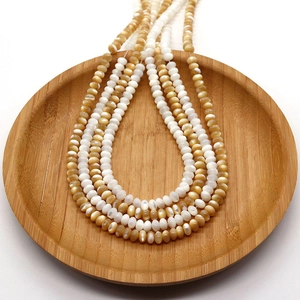 Natürliche Muschel-Abakus-Perlen in Weiß und Bernstein für DIY-Schmuck-Halsketten