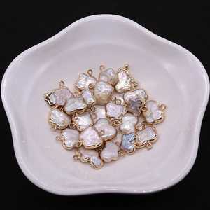Baroque irregular freshwater pearl charms with gold plated edges for DIY jewelry making