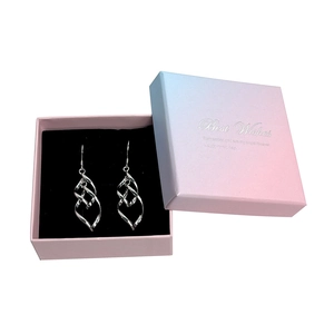 Orecchini a spirale intrecciata d'argento con scatola regalo sfumata rosa e blu chic