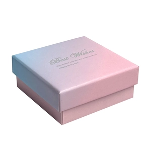 Scatola regalo per gioielli con sfumatura blu e rosa e stampa scritta Best Wishes