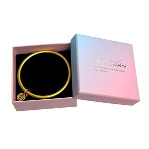 Confezione Regalo per Gioielli Sfumata Blu Rosa Best Wishes Scatola di Carta Quadrata per Collana Bracciale Orecchino Anello Portagioie