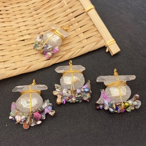 Natural freshwater pearl and crystal wire-wrapped pendant necklace for DIY jewelry