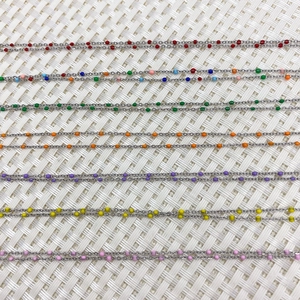 Catene in acciaio argentato con perline di smalto colorate per la creazione di gioielli