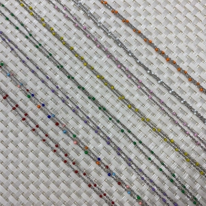 Catena a maglie ovali in acciaio inossidabile argento con perline di smalto colorate