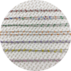 Catena a O in acciaio inossidabile argento con perline smaltate colorate per gioielli