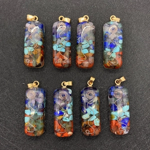 Colgante de Orgonita de Resina y Piedra Natural Con Espiral de Cobre y Enganche Metálico para Bisutería DIY Solo Colgante (Sin Cadena)