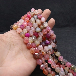 Cuentas de ágata veta de dragón facetadas 8-10mm para joyería artesanal y pulseras DIY