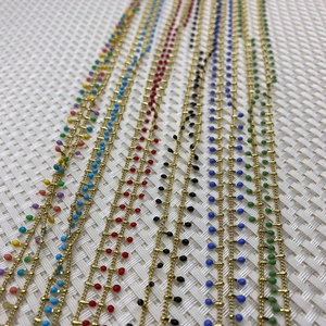 Colorful enamel ball metal chain in gold finish for DIY necklace and bracelet crafting