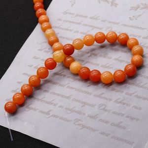 Natural Red Aventurine round beads for DIY jewelry making with polished orange stone surface