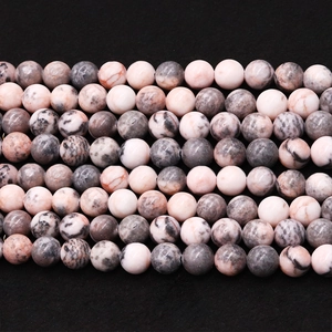 Polished natural pink zebra stone round beads for DIY jewelry making and crafts