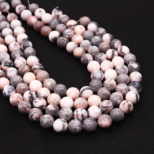 Polished natural zebra stone round beads with unique marble texture and smooth surface