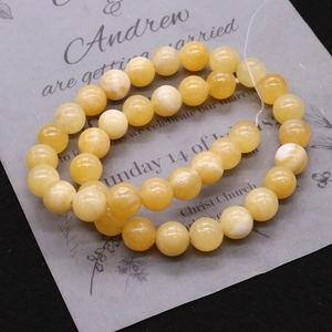 Natural yellow jade round beads for DIY jewelry making with smooth polished finish