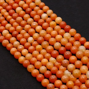 Polished Natural Stone Orange Red Round Beads Spherical Loose Beads For DIY Jewelry Making Necklaces Bracelets Accessories