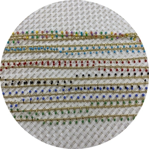 Colorful beaded metal chain rolls in gold finish for DIY necklace jewelry making