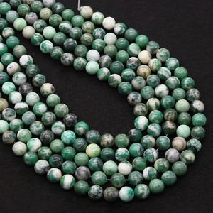Natürliche grün-weiße Qinghai-Jade Rundperlen mit polierter Oberfläche für DIY-Schmuck