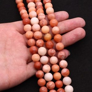 Perle tonde in aventurina rosa naturale per creazione di gioielli fai da te fatti a mano
