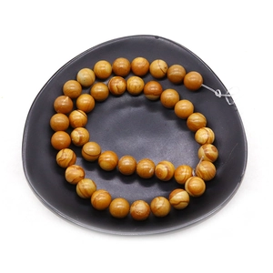 Perles rondes en pierre de grain de bois naturel pour accessoires bijoux DIY