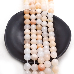 Polished orange moonstone and aventurine round beads strands for DIY jewelry making