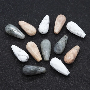 Faceted Natural Stone Teardrop Pendant Water Drop Beads For DIY Jewelry Making Necklace White Howlite Labradorite Accessory