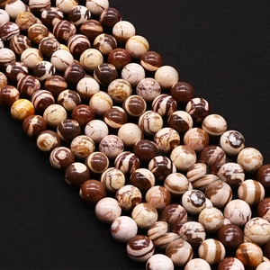 Natural Australian Zebra Stone Round Beads Polished Coffee Stripe Loose Stone Beads For DIY Jewelry Making Accessories