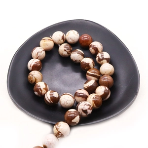 Polished natural Australian zebra stone round beads in brown tones for DIY jewelry